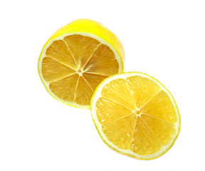 Lemon on a white background is cut