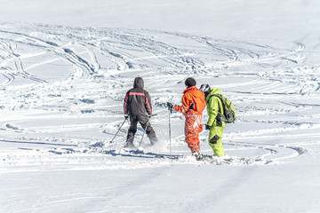 Skiing in the ski resort