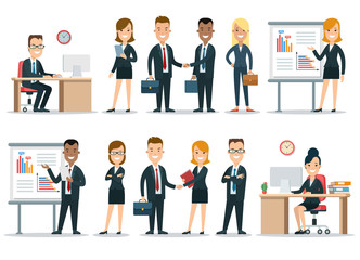 Flat business people characters vector icon set