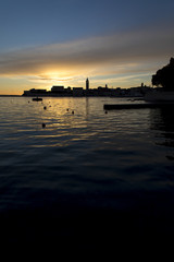  silhouette of rab town on the island rab, croatia