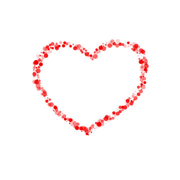 Vector heart made of many bubbles of different size and transparency.Easily editable colors. The red circles. Postcard on Valentines day