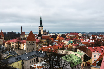 Obraz premium Aerial view of Tallinn old town