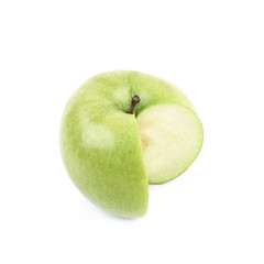 Green sliced apple isolated