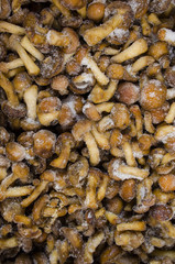 frozen small mushrooms closeup