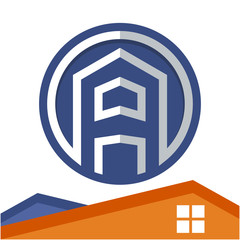 Circle logo icon for business development of construction services, with the initial of the letter A