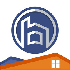 Circle logo icon for business development of construction services, with the initial of the letter B