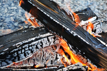 burning wood. heat