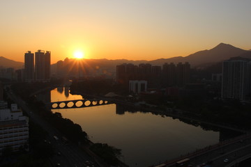 Naklejka premium Shing Mun River, Shatin, Hong Kong