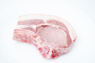 fresh pork steak on a white background