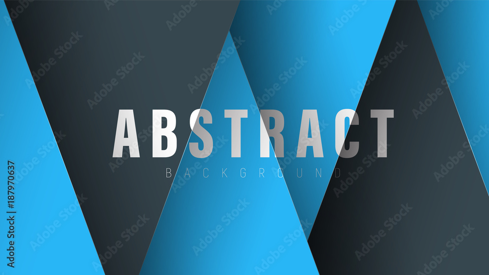 Poster vector background pattern with black and blue intersecting triangles