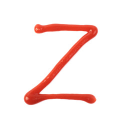 Single letter made of sauce isolated