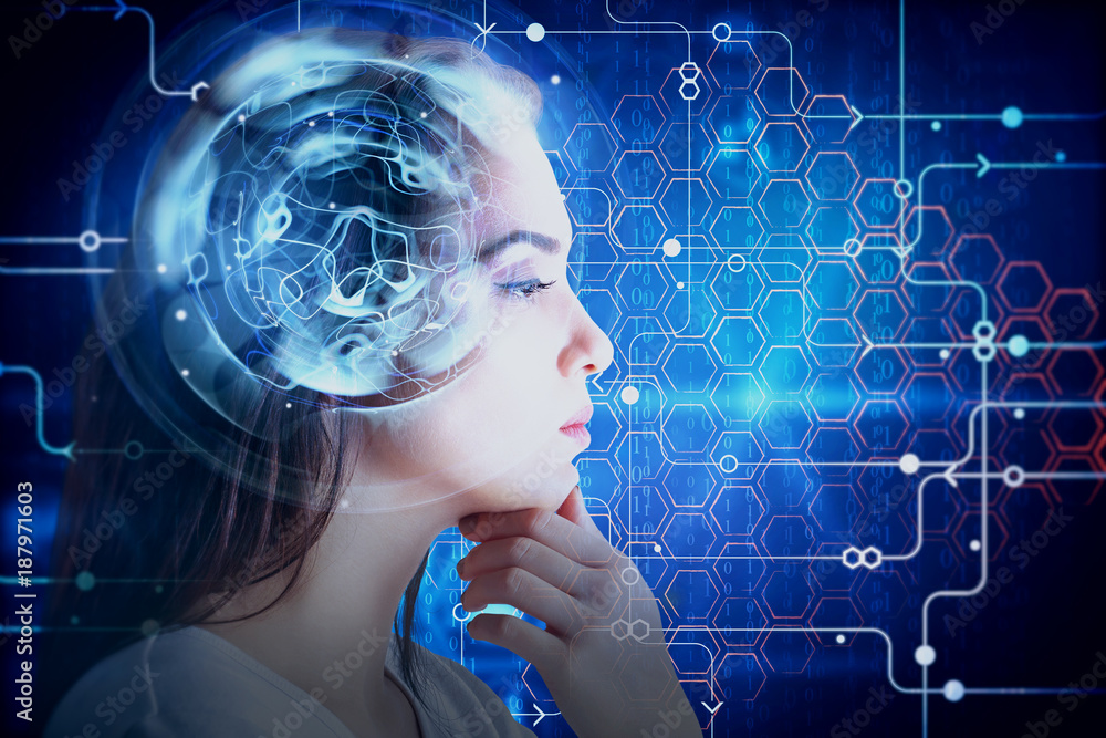 Aufkleber brainstorm and robotics concept
