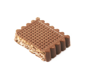 Chocolate covered waffle isolated