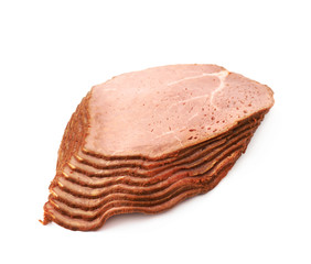 Sliced smoked ham meat isolated