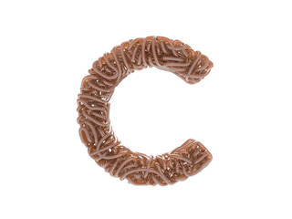 Abstract alphabet. Worms font. Letter C