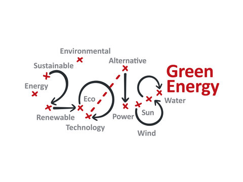 Green Energy 2018 red marks white background vector