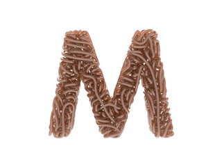 Abstract alphabet. Worms font. Letter M