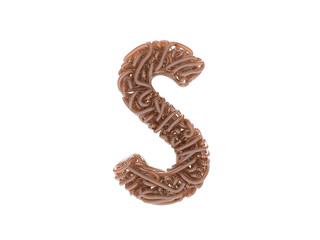 Abstract alphabet. Worms font. Letter S