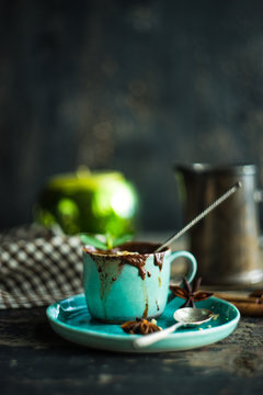 Cup of hot chocolate with nuts