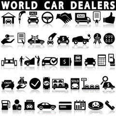 Car dealership icons set