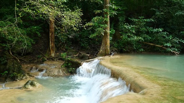 Deep forest waterfall in Thailand (Erawan Waterfall)
