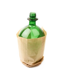 Colored glass bottle isolated