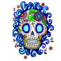 Mexican Sugar Skull with Water