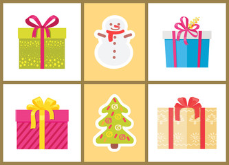 Christmas Presents and Symbols Vector Illustration
