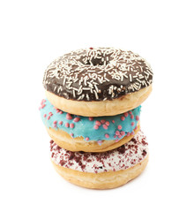 Stack of glazed donuts isolated