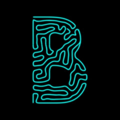 Sci-fi abstract alphbet.Cyberpunk. Tron font. Letter B