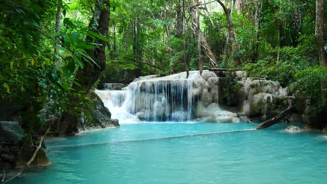 Deep forest waterfall in Thailand (Erawan Waterfall)
