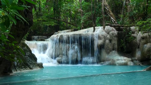 Deep forest waterfall in Thailand (Erawan Waterfall)
