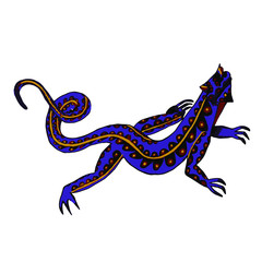 Mexican Alebrije Blue Lizard