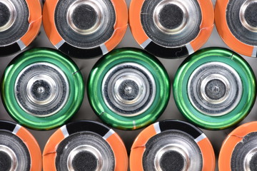 Group of AA batteries top view