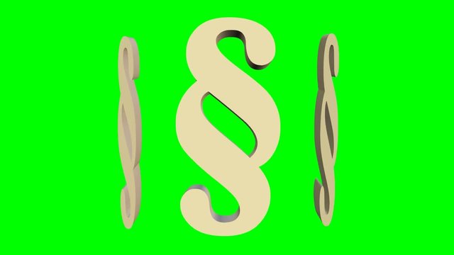 3d animation with legal paragraphs on green screen, justice and court thema