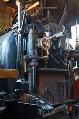Fototapeta na wymiar Interior of an old steam locomotive