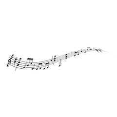 Wavy line of musical notes - melody conept