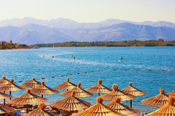 Summer  vacation . View of Bay of Kotor (Adriatic Sea) near Lustica peninsula , Montenegro