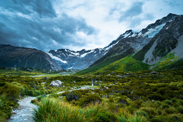 Naklejka na ściany i meble Beautiful scene of Mt Cook and environment while trek on Hook Valley Track. New Zealand.