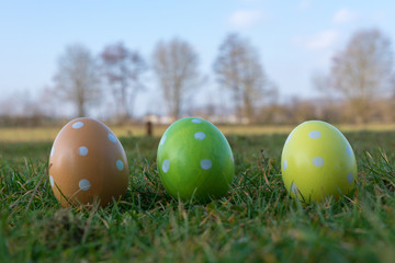 farbiges Ostereie im Gras