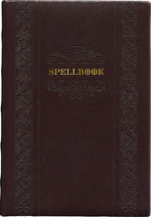 Old dark brown Spellbook isolated on a white background