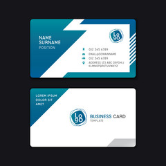 Business card template design blue tone.