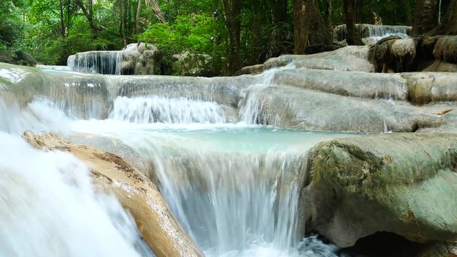 Deep forest waterfall in Thailand (Erawan Waterfall)
