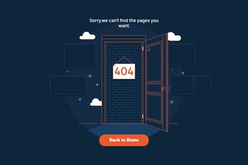 Page not found Error 404. door concept.Thin line colorful flat vector illustration