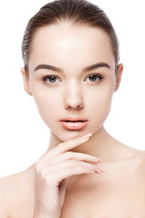Obraz na płótnie Canvas Beautiful woman girl natural makeup spa skin care