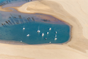 Vue aérienne du Banc d'Arguin à Arcachon en France