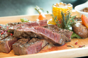 Tomahawk Beef steak with vegetable and sauce