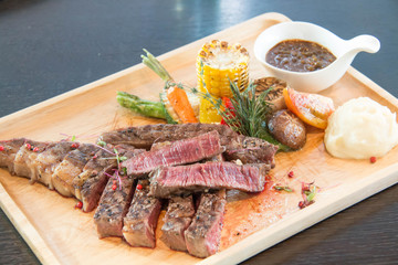 Tomahawk Beef steak with vegetable and sauce