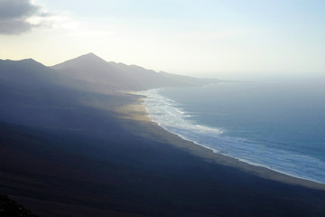 Breathtaking view on the beach Cofete on Fuerteventura, Spain.