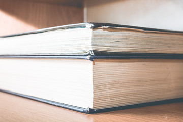 Old school books for education are on the table